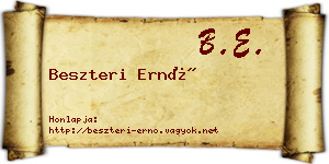 Beszteri Ernő névjegykártya